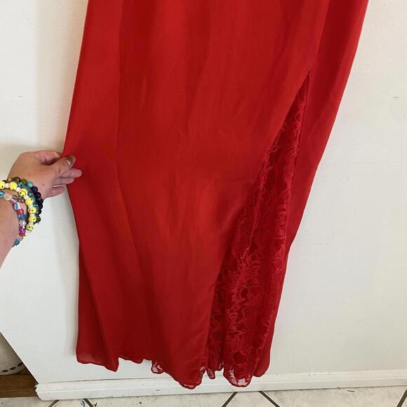 HELLO MOLLY red where sparks fly lace trim maxi dress sz 4 - Picture 6 of 7